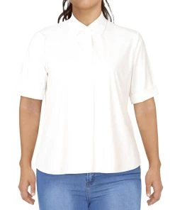 Brand new ✨ Lysse 👩 Womens Solid Cuff Sleeve Button-Down Top ⌛