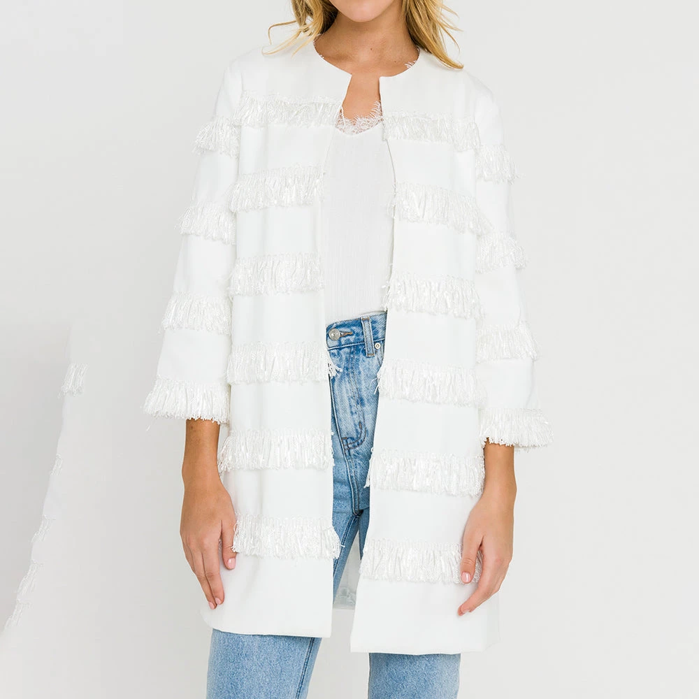Top 10 😀 ENDLESS ROSE 👩 women Fringe Detail Jacket ❤️ 4 Top 10 😀 ENDLESS ROSE 👩 women Fringe Detail Jacket ❤️ - Image 4