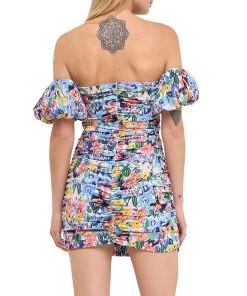 Best deal โ ENDLESS ROSE ๐ฉ women Floral Off the Shoulder Ruched Mini ๐ Dress ๐