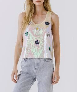 Best reviews of 👏 ENDLESS ROSE 👩 women Bella Sequin Floral Tank ✔️