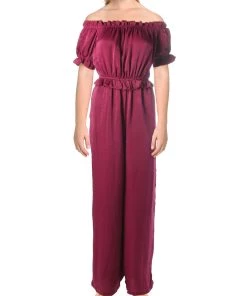 Flash Sale 🥰 Endless Rose 👩 Womens Off-The-Shoulder Satin Jumpsuit 👍