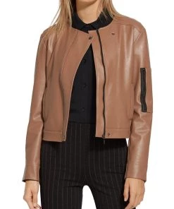 Top 10 👍 Lysse Bungalow 👩 Womens Faux Leather Hidden Pocket Bomber Jacket 🤩