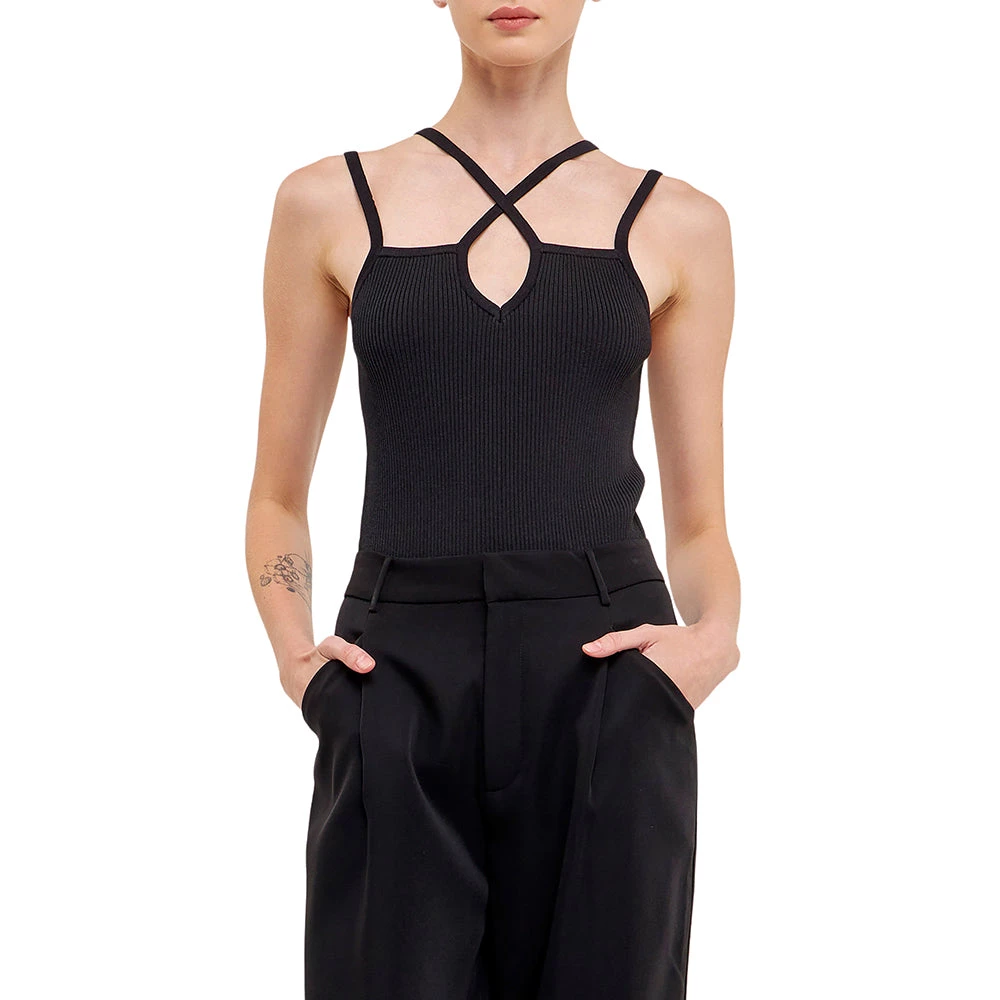 Hot Sale 😍 ENDLESS ROSE 👩 women Strap Detail Fitted Knit Top 👏 1 Hot Sale 😍 ENDLESS ROSE 👩 women Strap Detail Fitted Knit Top 👏