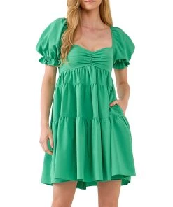 Buy ⭐ ENDLESS ROSE 👩 women Classic Sweetheart Tiered Mini with Puff Sleeves 💯