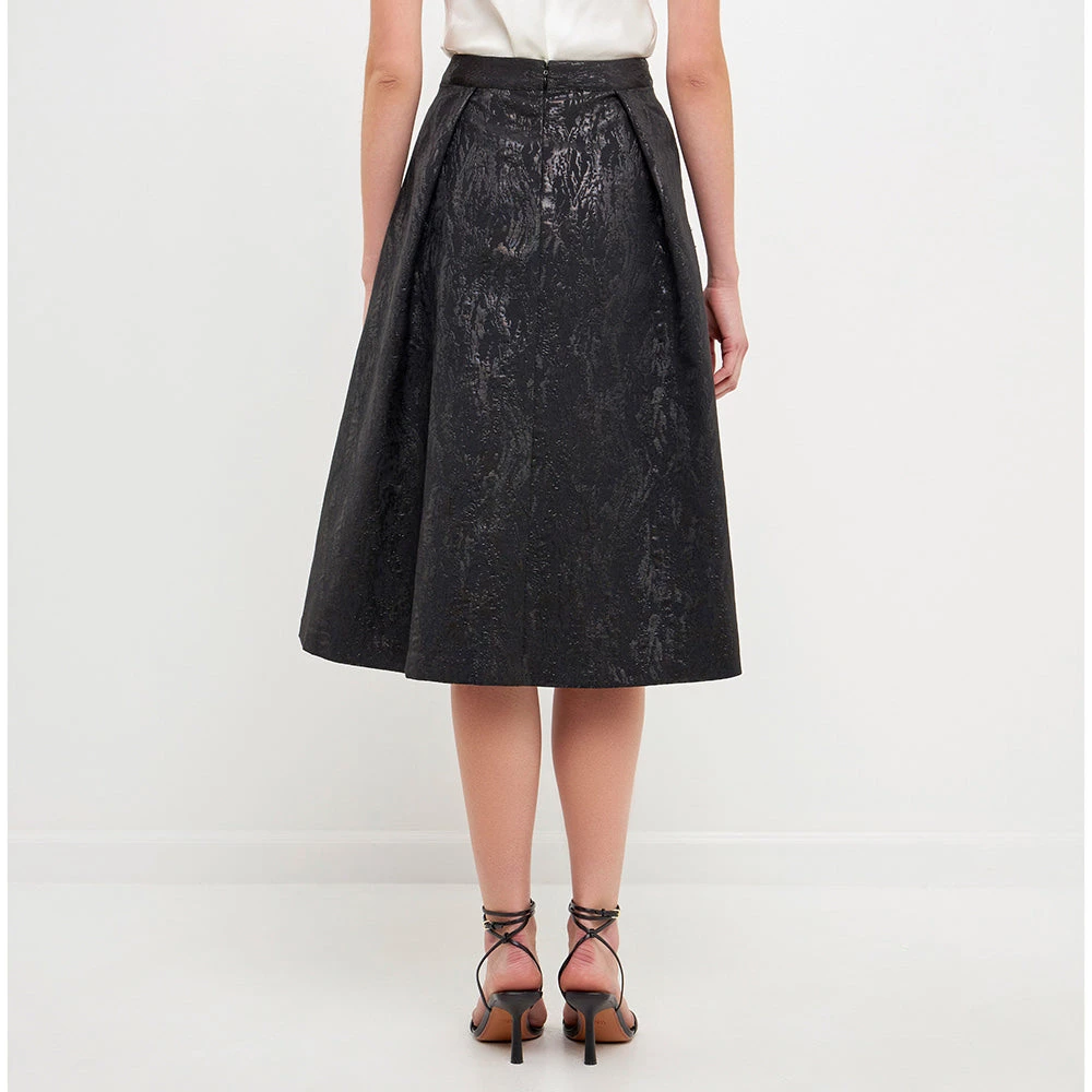 Cheap 🔔 ENDLESS ROSE 👩 women Metallic Jacquard Flare Midi 👗 Skirt 🥰 3 Cheap 🔔 ENDLESS ROSE 👩 women Metallic Jacquard Flare Midi 👗 Skirt 🥰 - Image 3