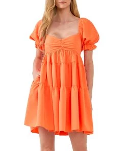 Buy 🔥 ENDLESS ROSE 👩 women Classic Sweetheart Tiered Mini with Puff Sleeves 😉