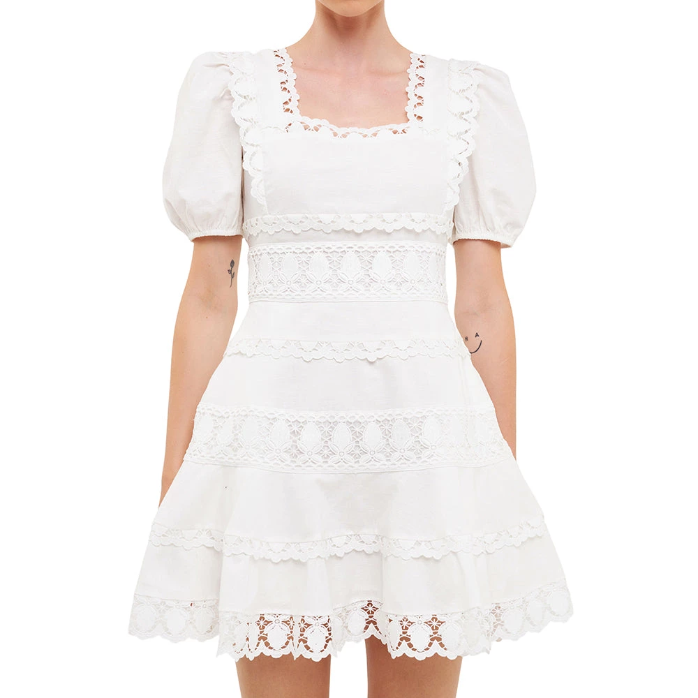 Hot Sale 👏 ENDLESS ROSE 👩 women Multi Lace Linen Mini 👗 Dress 👍 4 Hot Sale 👏 ENDLESS ROSE 👩 women Multi Lace Linen Mini 👗 Dress 👍 - Image 4