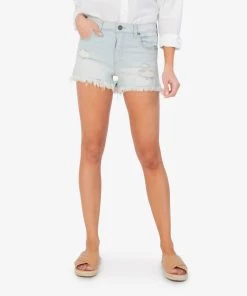 New 🌟 Kut From The Kloth 👩 women Jane High Rise Frayed Hem Short in Consciousness ❤️