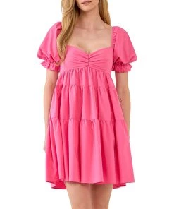 Flash Sale 🔥 ENDLESS ROSE 👩 women Classic Sweetheart Tiered Mini with Puff Sleeves 😉