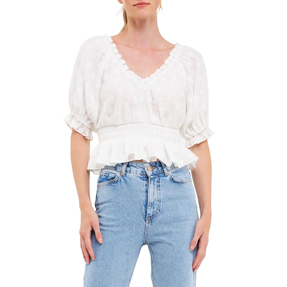 Brand new 🎁 ENDLESS ROSE 👩 women Floral Embroidered Smocked Off Shoulder Top 🎉 1 Brand new 🎁 ENDLESS ROSE 👩 women Floral Embroidered Smocked Off Shoulder Top 🎉