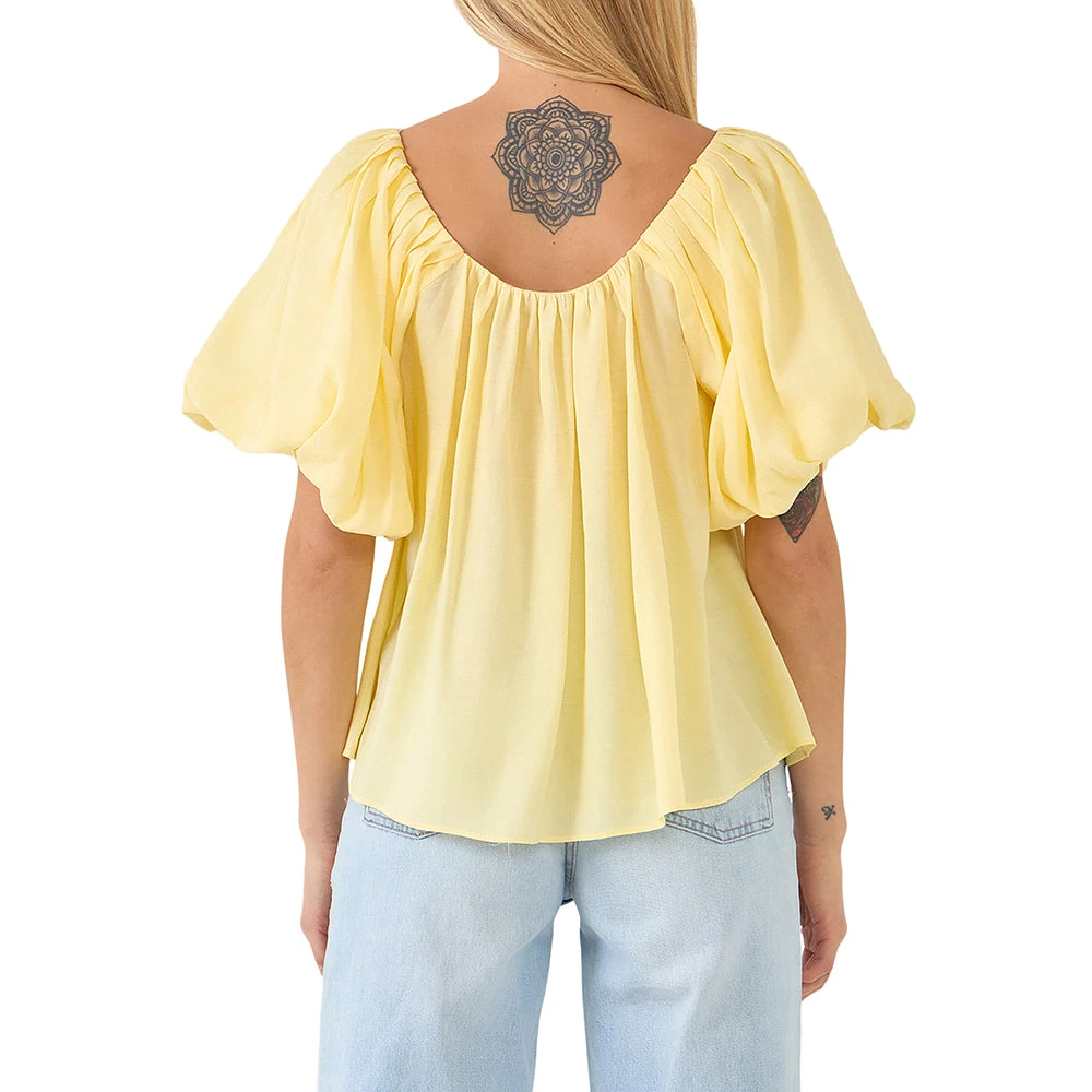 Budget 👍 ENDLESS ROSE 👩 women Pleated Puff Sleeve Top 😀 2 Budget 👍 ENDLESS ROSE 👩 women Pleated Puff Sleeve Top 😀 - Image 2