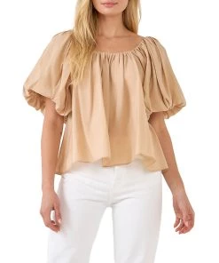 Hot Sale ✨ ENDLESS ROSE 👩 women Pleated Puff Sleeve Top ⭐