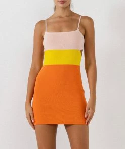 Coupon 🌟 ENDLESS ROSE 👩 women Color Block Cut Out Mini 👗 Dress 🛒