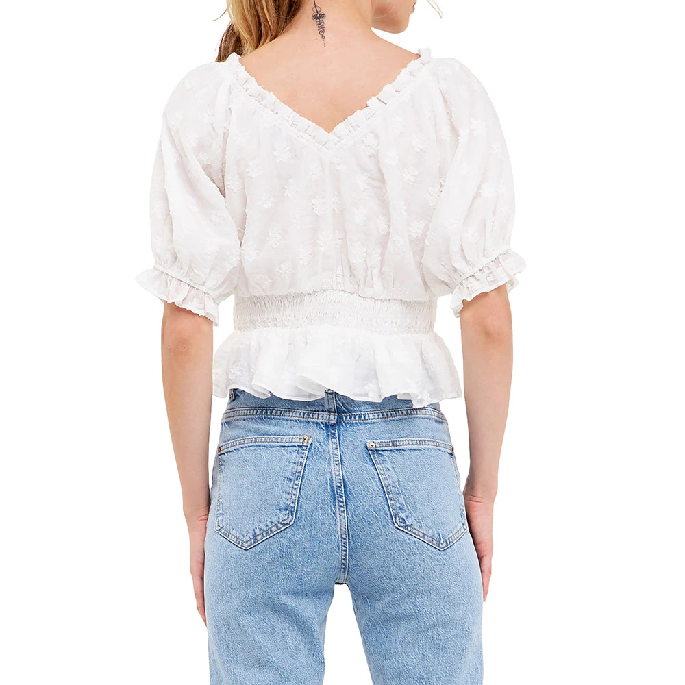 Brand new 🎁 ENDLESS ROSE 👩 women Floral Embroidered Smocked Off Shoulder Top 🎉 2 Brand new 🎁 ENDLESS ROSE 👩 women Floral Embroidered Smocked Off Shoulder Top 🎉 - Image 2