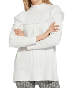 Deals 🥰 Lysse Get Away 👩 Womens Fringe Cable Knit Pullover Sweater ⌛