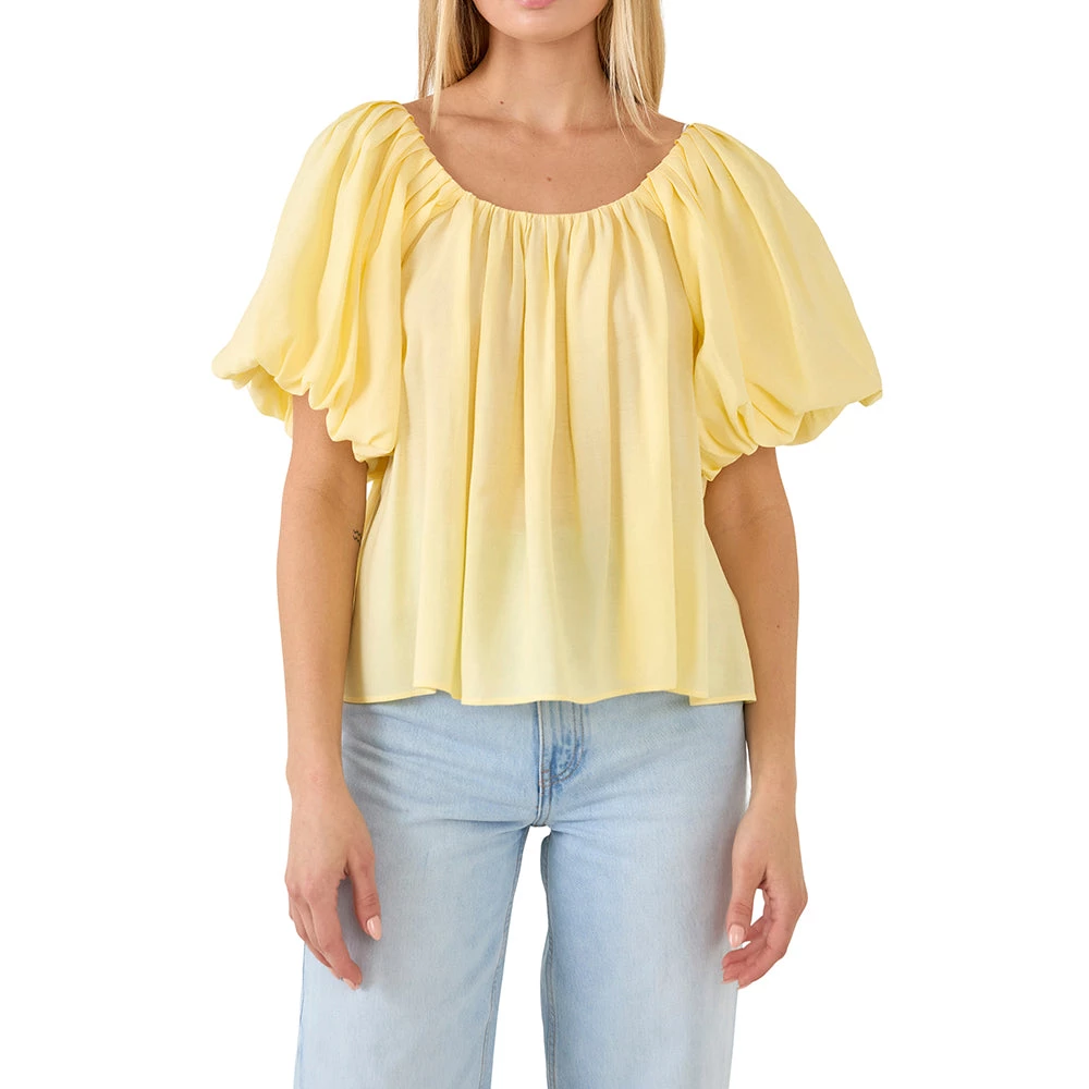 Budget 👍 ENDLESS ROSE 👩 women Pleated Puff Sleeve Top 😀 4 Budget 👍 ENDLESS ROSE 👩 women Pleated Puff Sleeve Top 😀 - Image 4