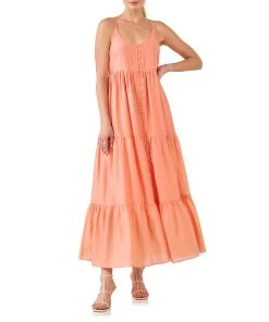 Outlet ๐ ENDLESS ROSE ๐ฉ women Button Detail Tiered Midi ๐ Dress ๐ฅฐ