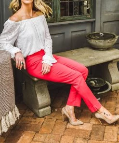 Best reviews of ๐ฏ Lysse ๐ฉ women Tate Low Rise Ankle Trouser in Geranium โ๏ธ