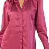 Deals ❤️ Kut From The Kloth 👩 women Brigitta Satin Button Down Top in Magenta ✔️