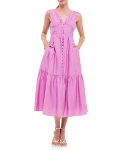 Discount 😀 ENDLESS ROSE 👩 women Front Button 👗 Dress with Back bow 🛒