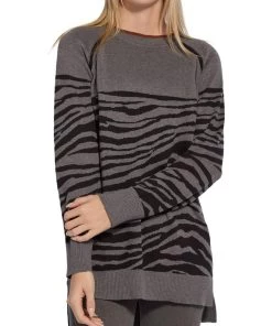 New 🥰 Lysse Serene Autumn 👩 Womens Knit Zebra Pullover Sweater 🛒