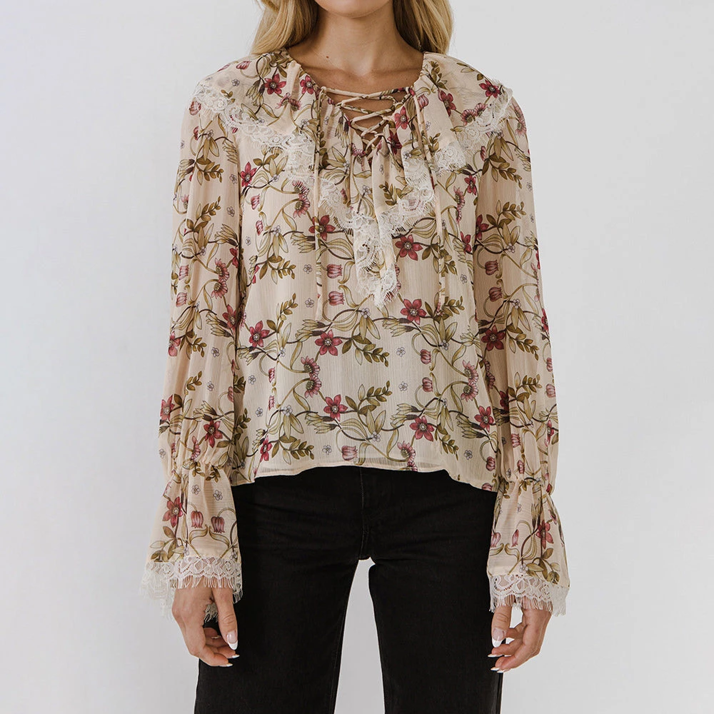 Brand new 🌟 ENDLESS ROSE 👩 women Heart Vine Lace UP Blouse ✨ 4 Brand new 🌟 ENDLESS ROSE 👩 women Heart Vine Lace UP Blouse ✨ - Image 4