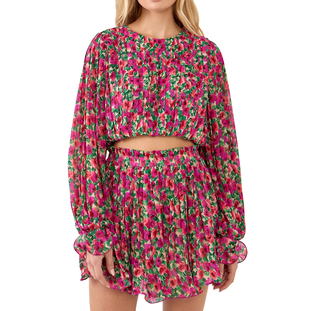 Best Sale 🎉 ENDLESS ROSE 👩 women Floral Pleated Bubbled Top 🛒 4 Best Sale 🎉 ENDLESS ROSE 👩 women Floral Pleated Bubbled Top 🛒 - Image 4