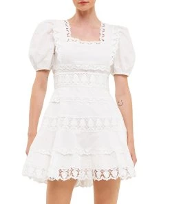 Hot Sale ๐ ENDLESS ROSE ๐ฉ women Multi Lace Linen Mini ๐ Dress ๐