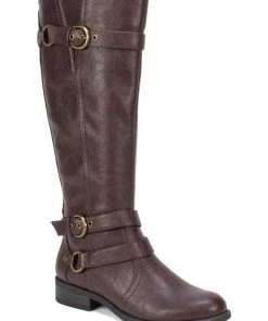 Best Pirce ๐ White Mountain LOYAL ๐ฉ Womens Wide Calf Faux Leather Knee-High ๐ฅพ Boots ๐