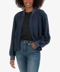 Brand new ⌛ Kut From The Kloth 👩 women Alina Bobber Jacket in Navy 🔔