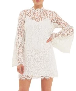 Discount ✔️ ENDLESS ROSE 👩 women Bell Sleeve Lace 👗 Dress 🎉