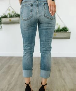 Cheap 😉 Kut From The Kloth 👩 women Catherine Boyfriend Raw Hem Cuffed Jean in Blue 💯