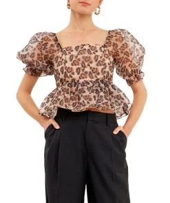 Flash Sale 🌟 ENDLESS ROSE 👩 women Organza Animal Printed Top ✨