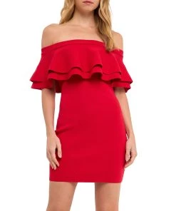 Hot Sale ⌛ ENDLESS ROSE 👩 women Off-The-Shoulder Mini 👗 Dress 😀
