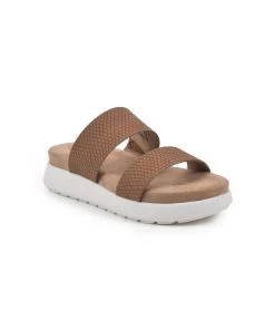 Outlet ๐ White Mountain Odyssey ๐ฉ Womens Faux Leather Embossed Slide ๐ฉด Sandals ๐