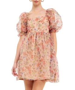 Top 10 🔥 ENDLESS ROSE 👩 women Floral Puff Mini 👗 Dress 🔔