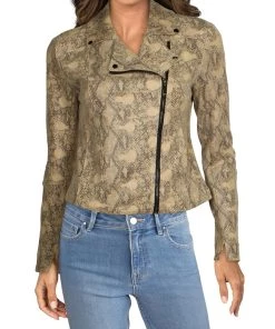New ๐ Lysse ๐ฉ Womens Vegan Suede Snake Motorcycle Jacket ๐
