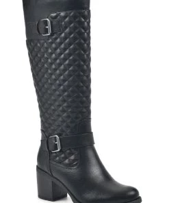Budget 😀 White Mountain Damask 👩 Womens Faux Leather Quilted Knee-High 🥾 Boots 😍