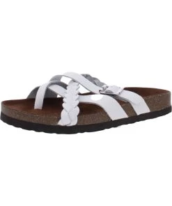 Cheap ✔️ White Mountain Harrington 👩 Womens Leather Braided Footbed 🩴 Sandals 🧨