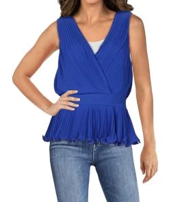 Discount 🥰 Endless Rose 👩 Womens Ruffled Trim Hidden Side Zipper Peplum Top 💯