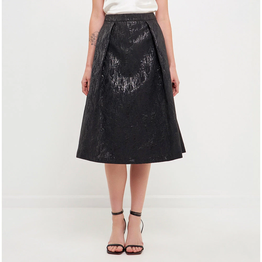 Cheap 🔔 ENDLESS ROSE 👩 women Metallic Jacquard Flare Midi 👗 Skirt 🥰 1 Cheap 🔔 ENDLESS ROSE 👩 women Metallic Jacquard Flare Midi 👗 Skirt 🥰