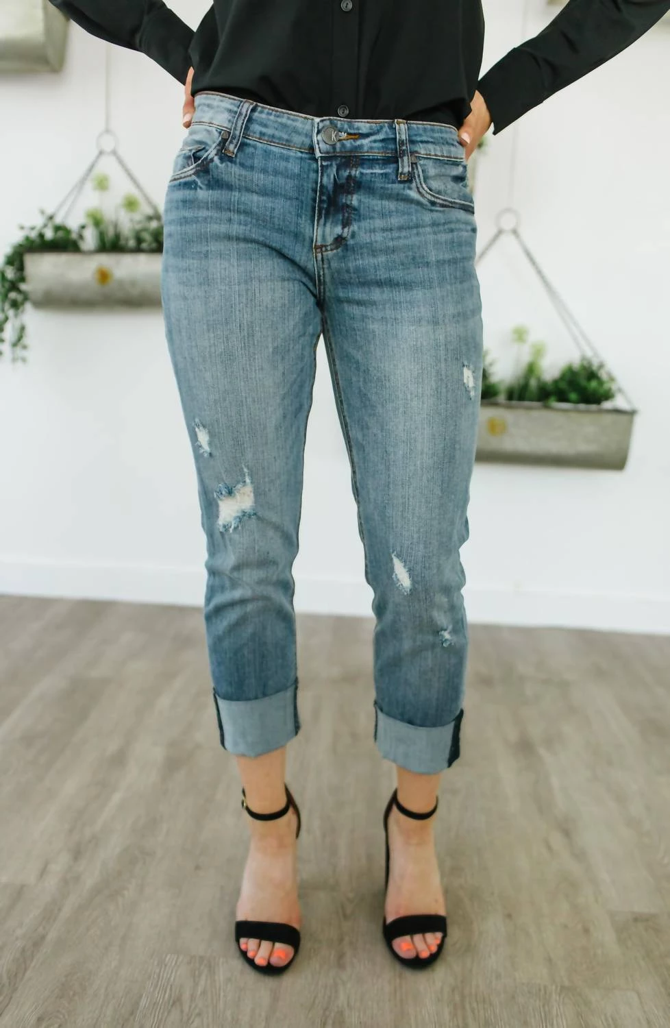 Cheap π Kut From The Kloth π© women Catherine Boyfriend Raw Hem Cuffed Jean in Blue π― 2 Cheap π Kut From The Kloth π© women Catherine Boyfriend Raw Hem Cuffed Jean in Blue π― - Image 2