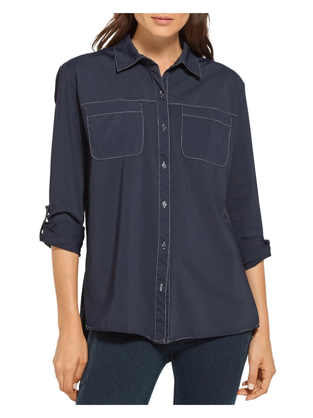 Deals ⭐ Lysse Camper Sporty 👩 Womens Contrast Stitch Curved Hem Button-Down Top ⌛ 1 Deals ⭐ Lysse Camper Sporty 👩 Womens Contrast Stitch Curved Hem Button-Down Top ⌛