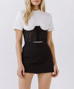 Best reviews of ⭐ ENDLESS ROSE 👩 women Corset Contrast T-shirt 💯