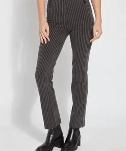 Buy 🛒 Lysse 👩 women Florence Boyfriend Pant in Charcoal Pinstripe 😍